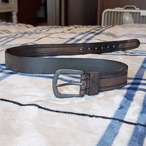 Women's Belt Leather Belt in Dark Brown/Black NWOT 30-32 S Simple Puter Buckle